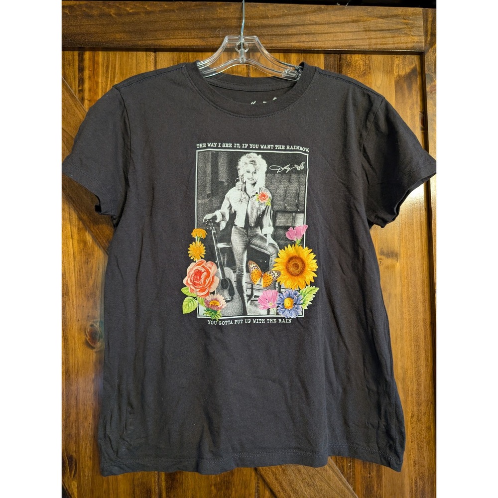 Dolly Parton Rainbow Quote Graphic T-Shirt Charcoal Gray Small Mad Engine